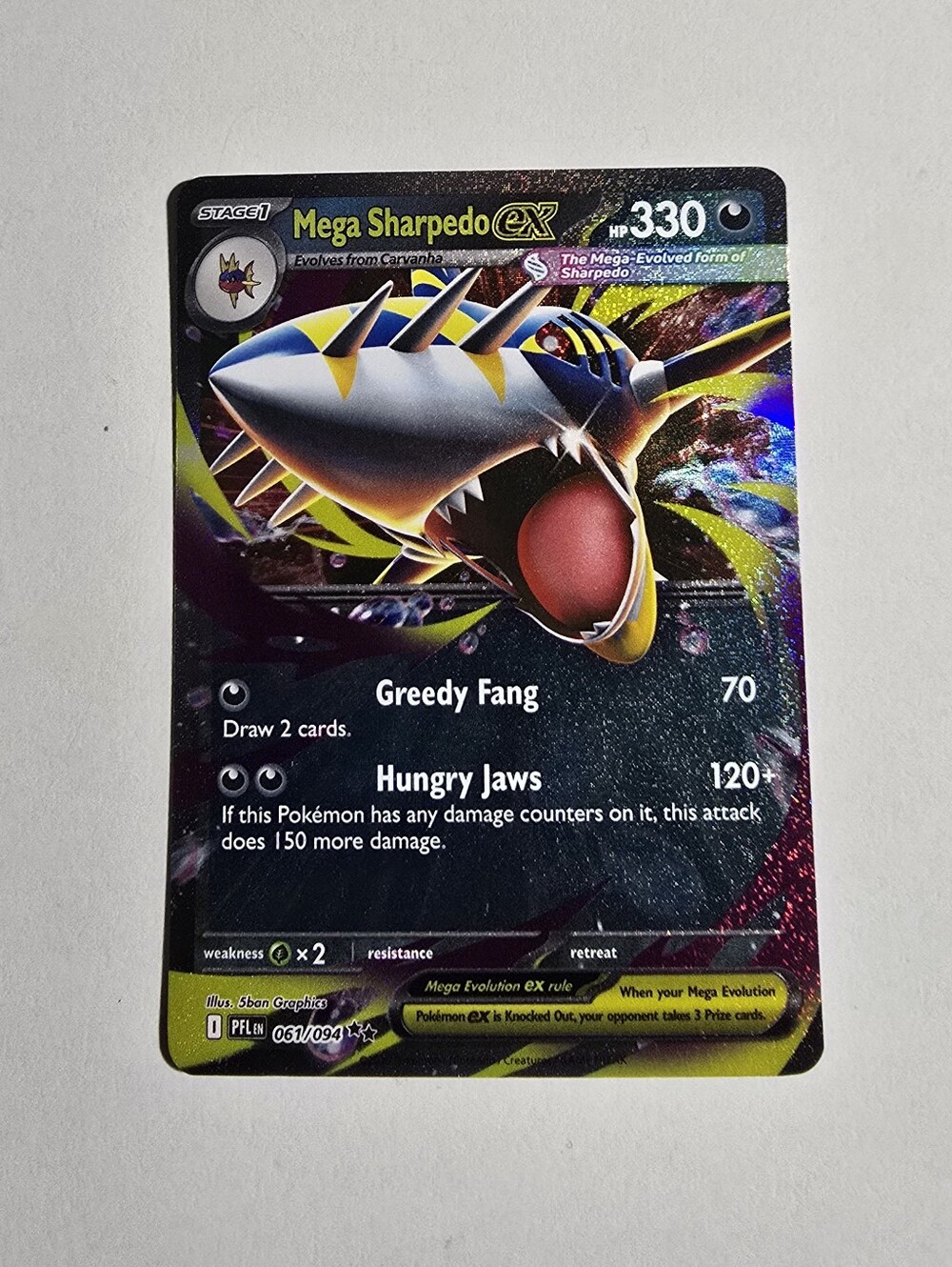Pokemon ​Mega Sharpedo ex 061/094 Phantasmal Flames Double Rare NM